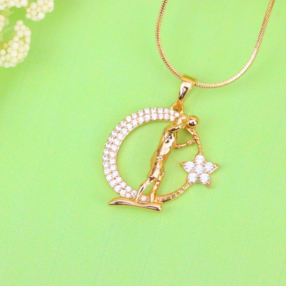 "Basketball Player Moon Star Rose Gold Pendant for Men & Women, XPPT1281 - Picture 12 of 12